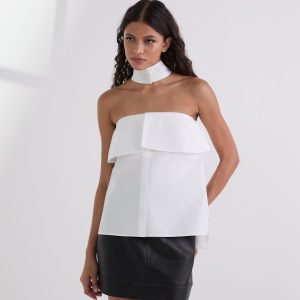 STRAPLESS POPLIN SHIRT