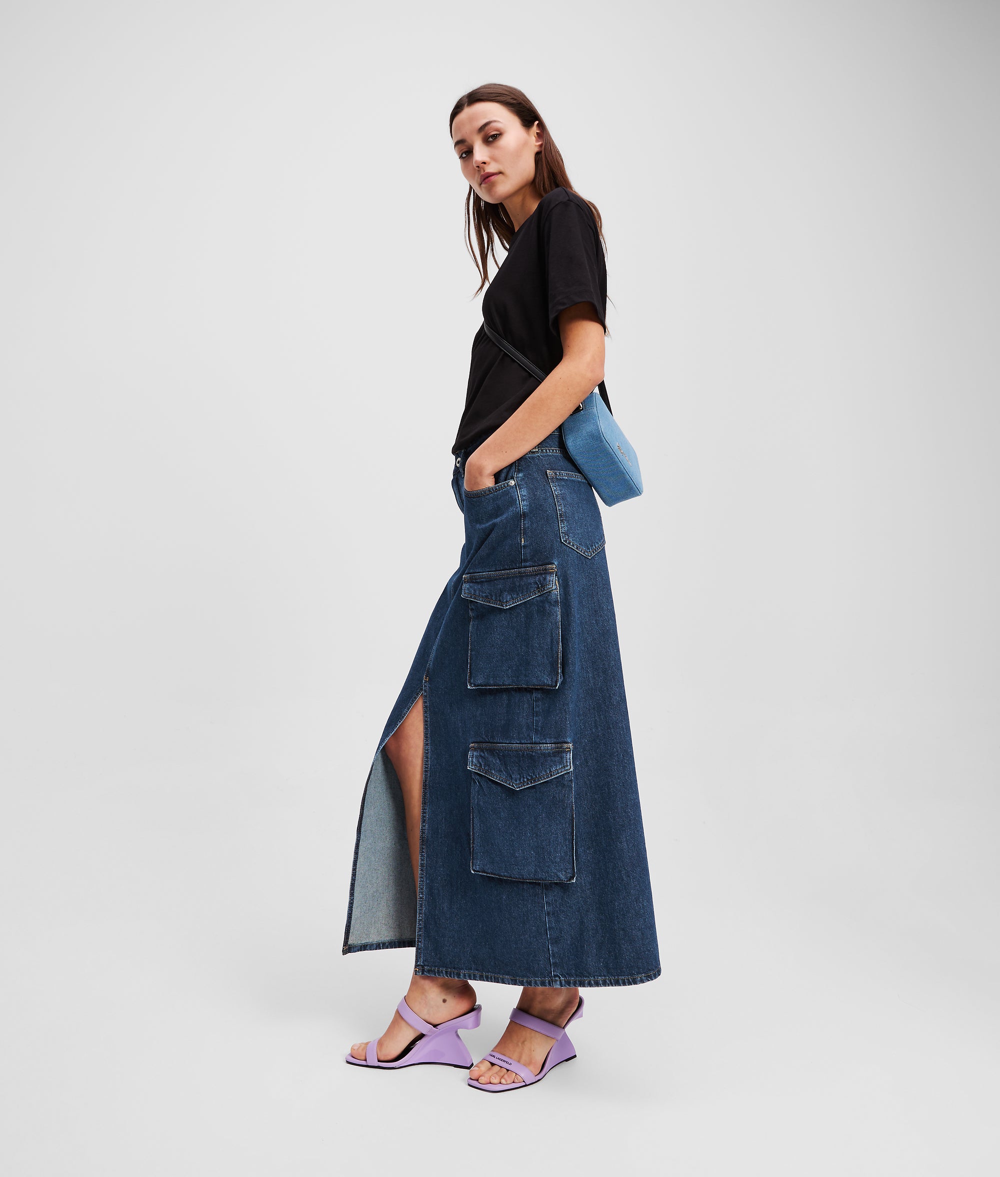 UTILITY DENIM MAXI SKIRT - Image 4