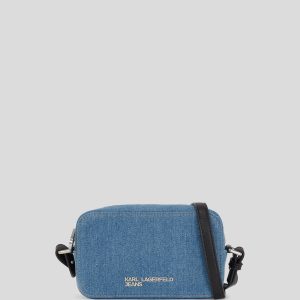 METAL LOGO DENIM CAMERA BAG