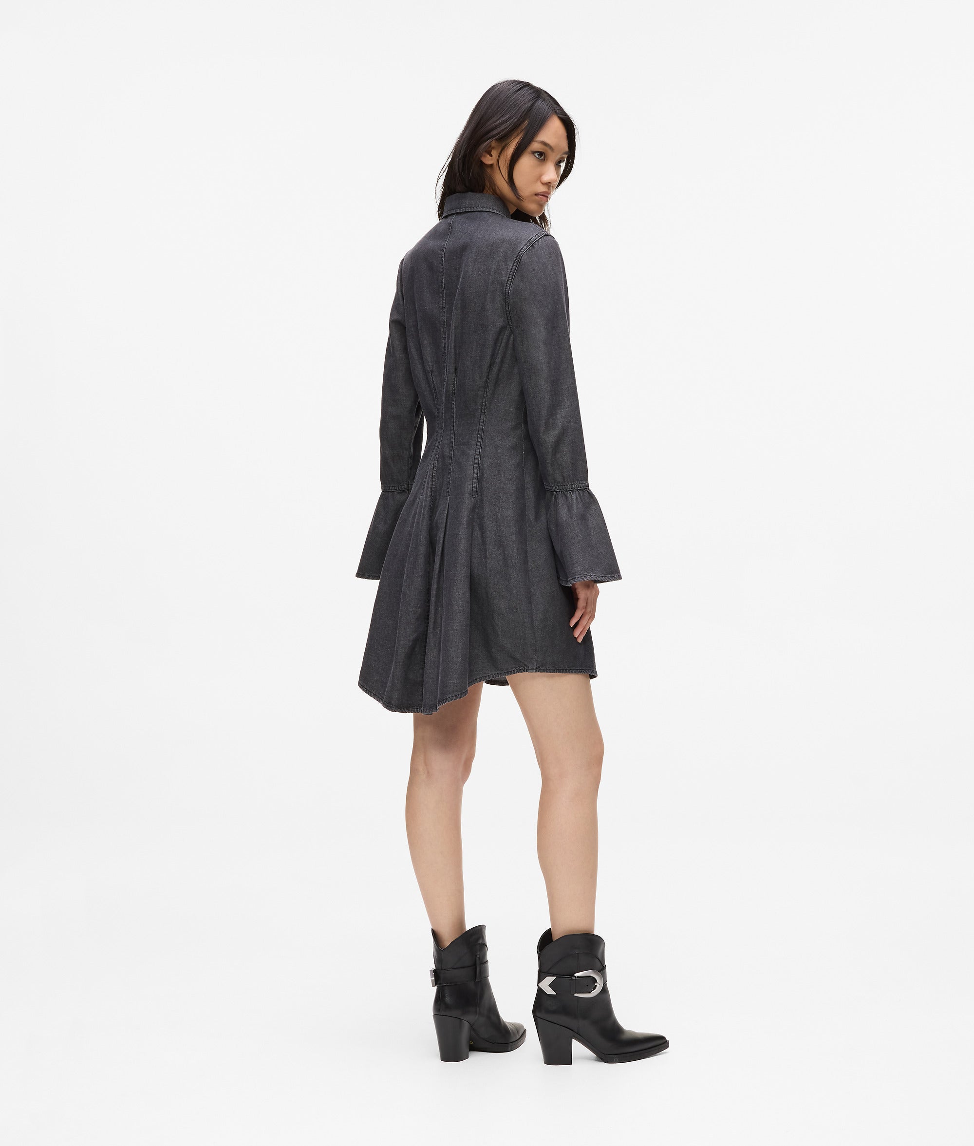 Flared denim dress - Image 3