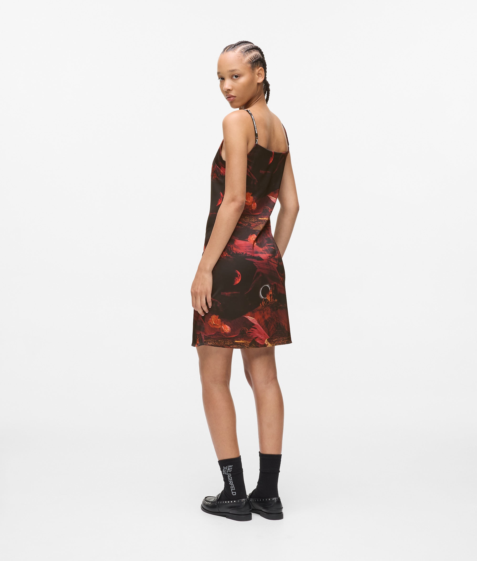 All-over-print satin dress - Image 3