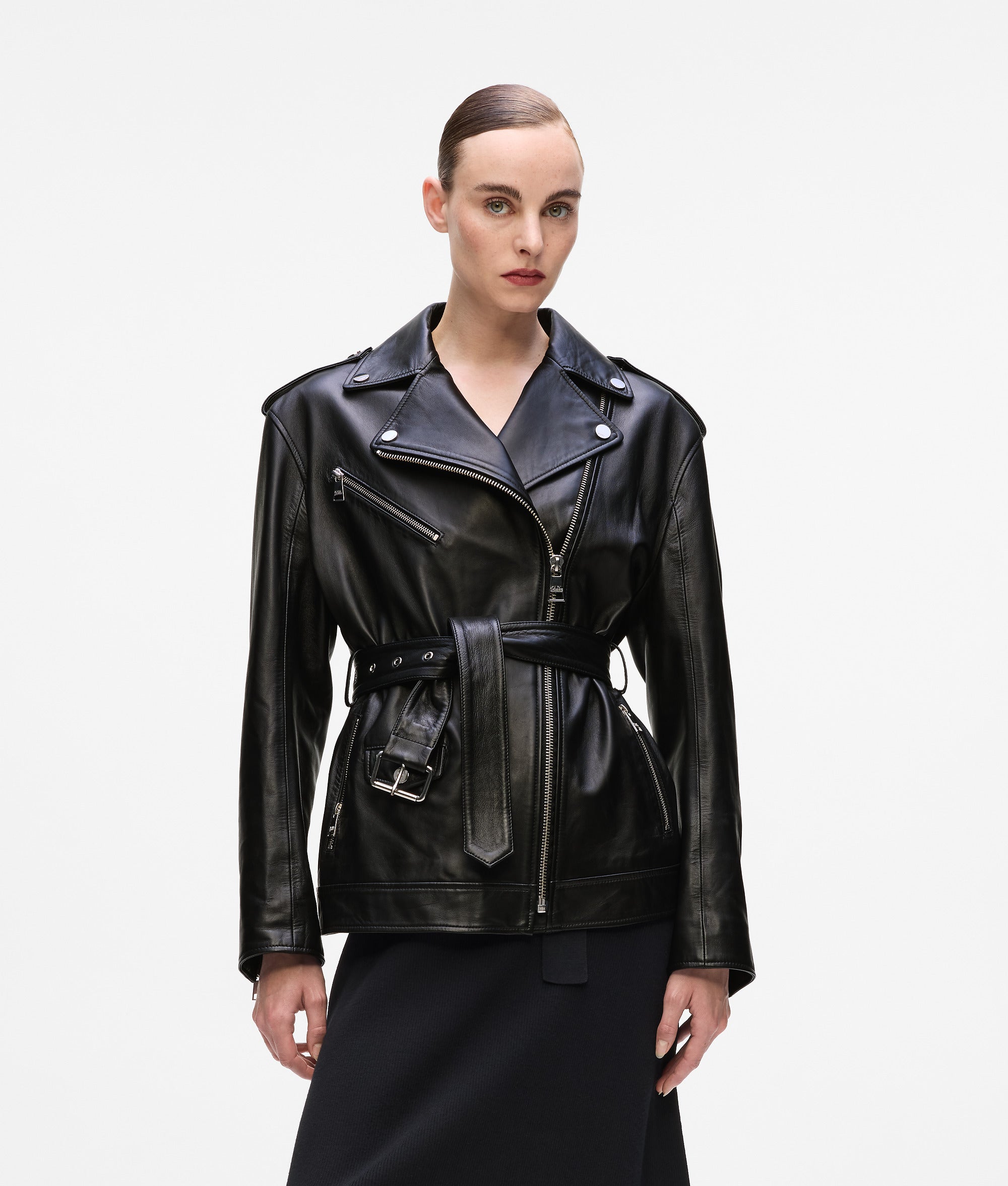 Oversized leather jacket