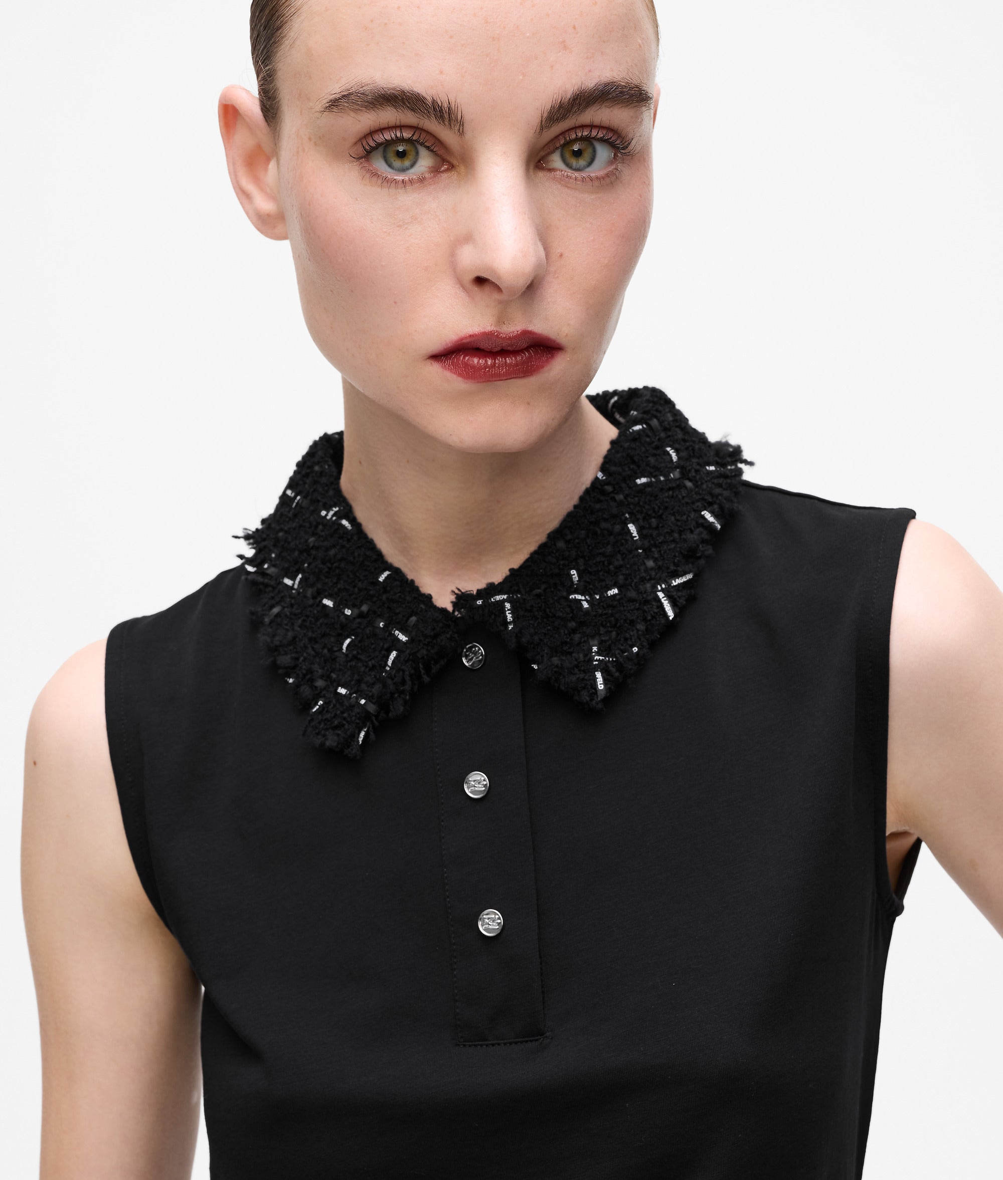 Boucl?? detail polo shirt - Image 3