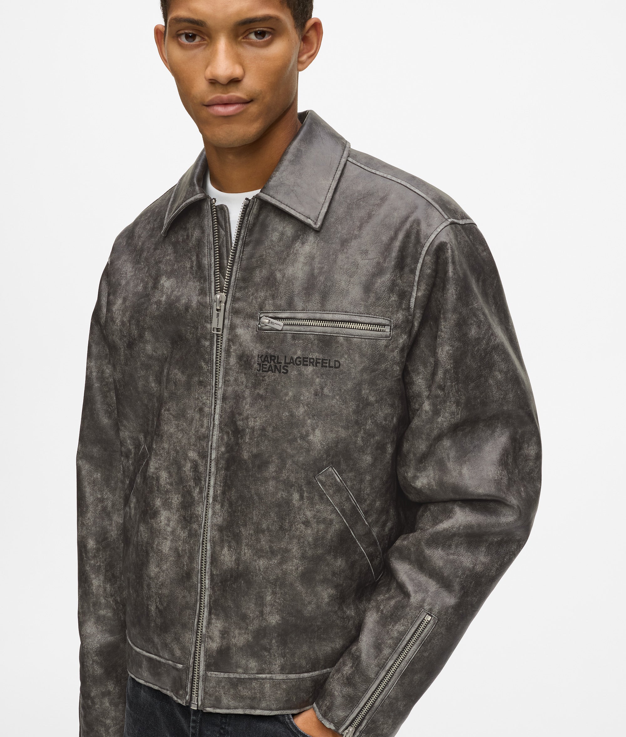 Distressed faux leather jacket - Image 2