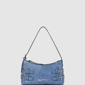 Denim buckle shoulder bag